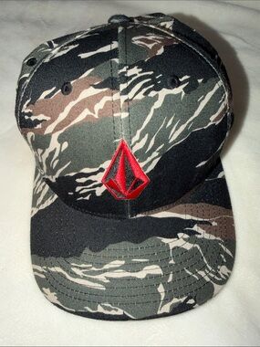 Volcom Camo Baseball Cap with Red Logo